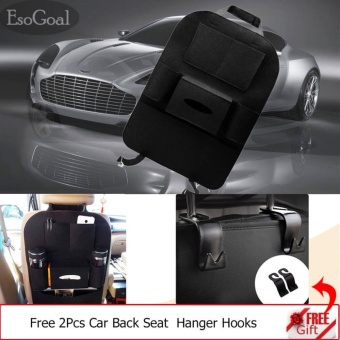 Gambar EsoGoal mobil kursi belakang Organizer wol merasa kursi saku Protector penyimpan dengan 2 kait (hitam)