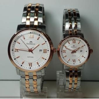 Gambar Excellence Jam Tangan Couple Excellence EX 8122MD LD Sapphire Silver Rosegold Stainless Steel