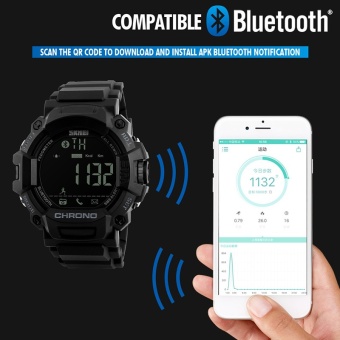Fashion atas SKMEI Smart Watch Android pria Pedometer Digital Olahraga jam tangan pria Remote Camera panggilan pengingat LED hibrida Smartwatch - intl  