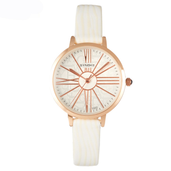 Fashion Color Women Girlfriend's Gift Leather Casual Hour Waterproof Quartz Wrist Watches-White(1502)  