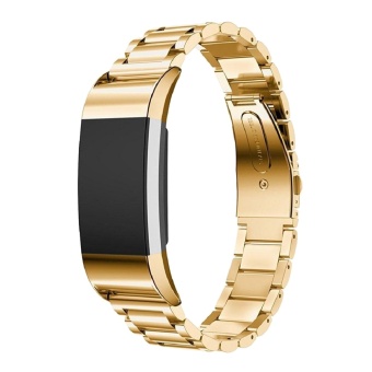 Fashion Luxurious Stainless Steel Replacement Smart Bracelet Watch Wrist Band Strap Watchband for Fitbit Charge 2 Gold - intl  