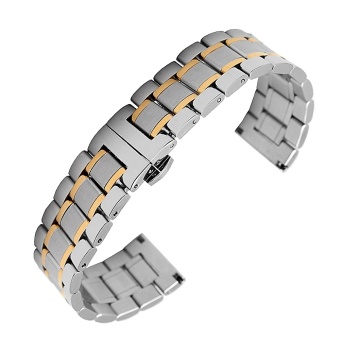 Fashion Luxurious Universal Stainless Steel Replacement Wrist Watch Band Strap Bracelet Belt 20mm Width Silver + Gold - intl  