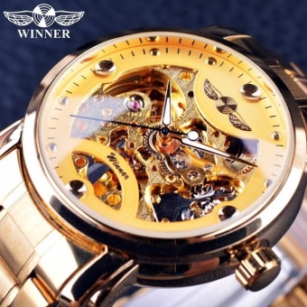 Fashion Luxury Super Thin Case Neutral Design Waterproof Mens Watches Top Brand Luxury Mechanical Skeleton Watch - intl  