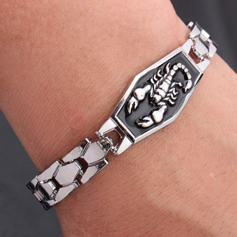 Fashion Pria Stainless Steel Gelang Gelang Rantai Sepeda Motor Kalajengking Perak