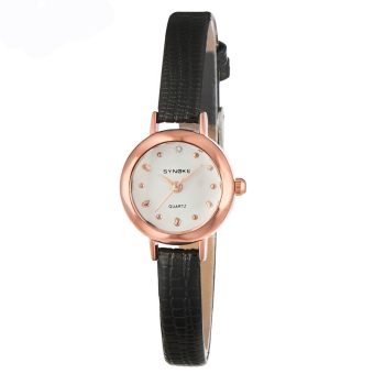 Fashion New Women's Leather Strip Casual Waterproof Quartz Wrist Watches-Black(3608)  