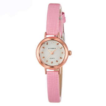 Fashion New Women's Leather Strip Casual Waterproof Quartz Wrist Watches-Pink(3608)  