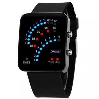 Fashion Trend Technological Binary Digital LED Waterproof Unisex Sport Wrist Watch (Black) - intl  