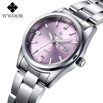 Fashion Women Date Day Clock Female Stainless Steel Watch Ladies Fashion Casual Watch Quartz Wrist Women Watches - intl  