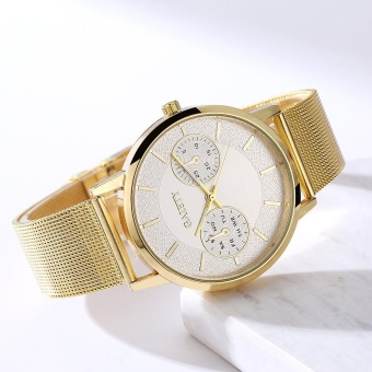 Fashion Womens Classic Quartz Stainless Steel Wrist Watch Fashion Jewelry Gold - intl  