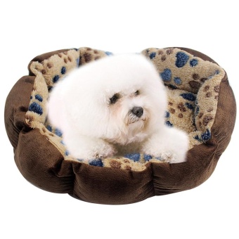 Gambar foonovom Pet Bed Dog Paw Prints  Suitable For Puppies And Kittens,Machine Washable, Ultra Soft Pet Sofa   Dark Coffee 13.7x10.6inchRound   intl