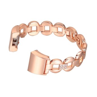 For Fitbit Charge 2,Replacement Metal Bracelet Adjustable Fitbit charge 2 Bands with Rhinestone Rose Gold - intl  