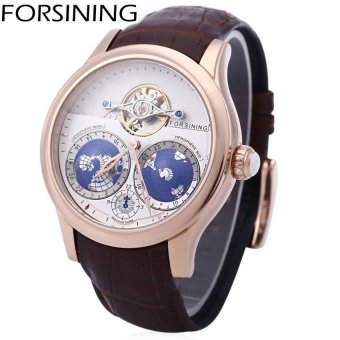 FORSINING F042604 Men Automatic Mechanical Watch Water ResistanceTellurion Pattern Leather Band Wristwatch - intl  