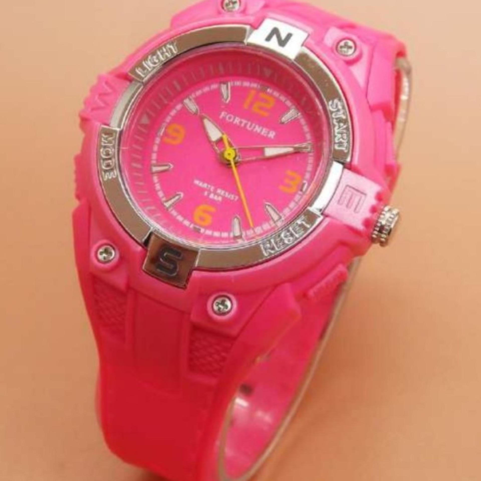 Flash Sale Fortuner Original Jam Tangan Anak Perempuan/Remaja - Anti Air - Rubber Strap - FR9008 Pink