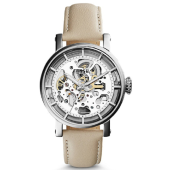 Fossil - Jam Tangan Wanita - Silver-Putih - Strap Coklat Muda - ME 3069  