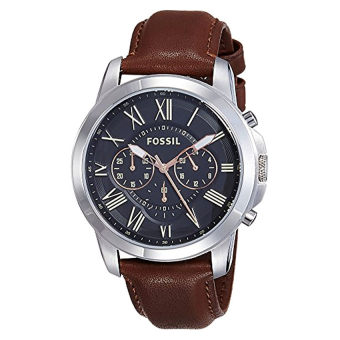Gambar Fossil Men s FS4813 Grant Stainless Steel Watch with Brown LeatherBand   Intl