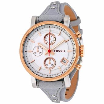 Fossil Women's Original Boyfriend Chronograph Leather Watch - Silver ES 4045  