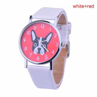 French Bull Dog Frenchie Wrist Watch Unisex Womens Girls White Red - intl  