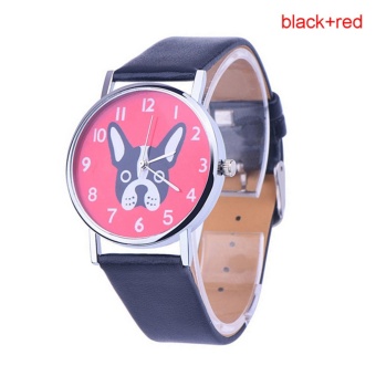 French Bulldog Frenchie Bull Dog Puppy Wrist Watch Quartz Analog in Gift Box Black Red - intl  