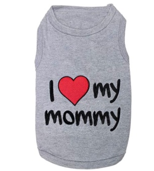 Gambar fuskm Cute I Love Mommy Printed Pet Dog Polyester T Shirt (Grey,S)  intl