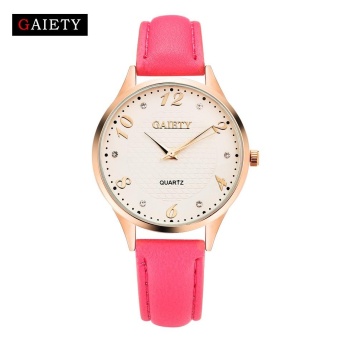 GAIETY G021 Women Fashion Leather Strap Quartz Round Wrist Watch Watches - Hot Pink - intl  