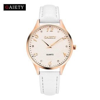 GAIETY G021 Women Fashion Leather Strap Quartz Round Wrist Watch Watches - White - intl  