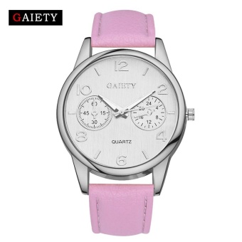 GAIETY G134 Women Elegant Leather Band Analog Quartz Round Wrist Watches - Pink - intl  