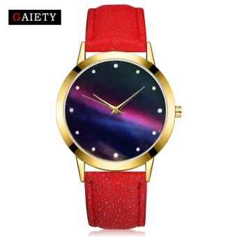 GAIETY G383 Women Fashion Starry Sky Leather Watch Strap Analog Quartz Wrist Watch Watches Red - intl  