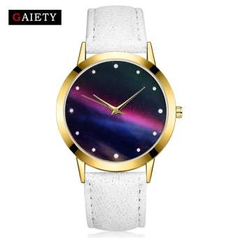 GAIETY G383 Women Fashion Starry Sky Leather Watch Strap Analog Quartz Wrist Watch Watches White - intl  