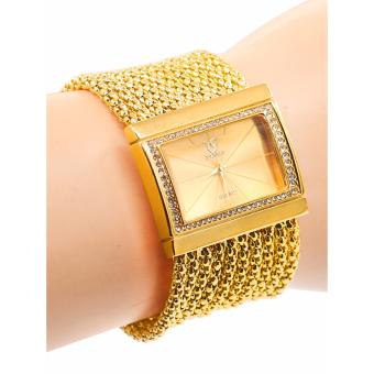Gambar Geneva 633218 Jam Tangan Wanita Quartz Diamond Case Alloy Band Bracelet   Gold