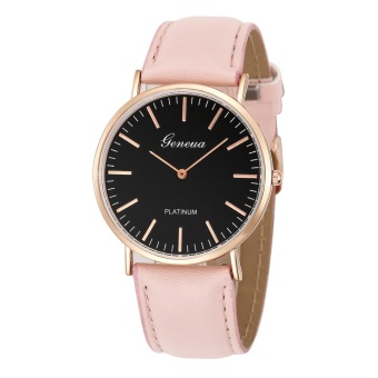 Geneva Black and White Two-pin Cable Belt Watch Casual Watch-Rose Gold Shell Pink Belt - intl  