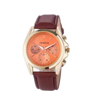 Geneva Business Crocodile Leather Analog Quartz Unisex Wrist Watch Brown free shipping - intl  