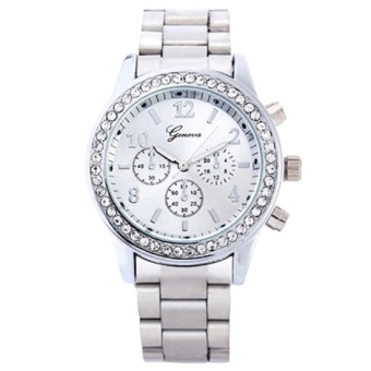 Gambar Geneva Jam Tangan Wanita Analog Diamond Fashion Casual Lady Wrist Watch   Silver