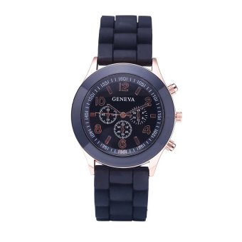 Geneva Women Fashion Dress Watch Quartz Silicone Sports Casual Wristwatch - Black - intl  