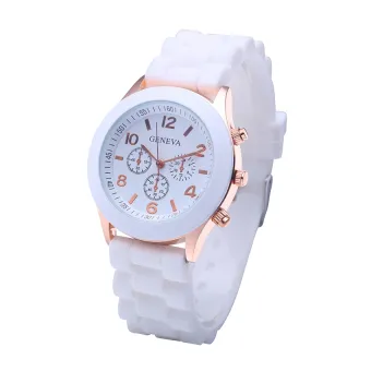 Geneva Women Fashion Dress Watch Quartz Silicone Sports Casual Wristwatch - White - intl  