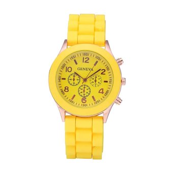 Geneva Women Fashion Dress Watch Quartz Silicone Sports Casual Wristwatch - Yellow - intl  