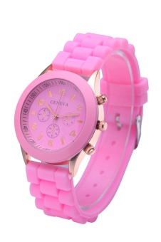 Geneva Women New Dress Watch Quartz Silicone Sports Wristwatch (Pink) - intl  