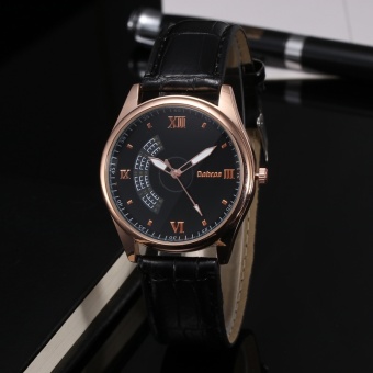 Gold mewah Bounabay perempuan kulit Quartz Roman Style Fashion bisnis Wrist Watch - intl  