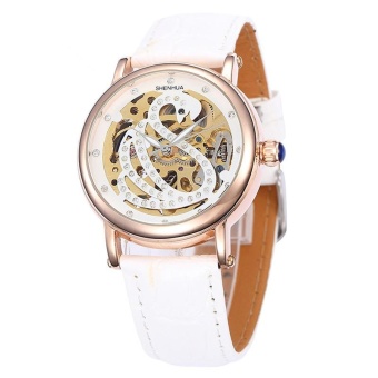goplm Fashion Design White Swan Watches Shenhua Top Luxury Brand Skeleton Automatic Mechanical Watches Women Bling Crystal Wrist Watch (White)  