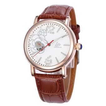 goplm Shenhua Top Brand Luxury Rose Gold Watches Women 30M Waterproof Skeleton Automatic Mechanical Watches For Women Wristwatch Reloj (Brown)  