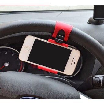 GPS  Phone Holder Setir Stir Mobil Model Universal Bisa UntukSemua Merk Mobil - Hitam Merah bisa untuk semua MERK dan TYPE mobil: Toyota Honda Mazda Nissan Mitsubishi Lexus BMW Mercy dll