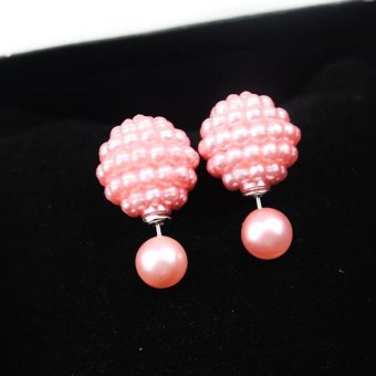 Gambar Gracefulvara Double Side imitation Pearl Fashion Earring Trendy Fun Charm Pearl Statement Ball Earrings For Women Pink   intl