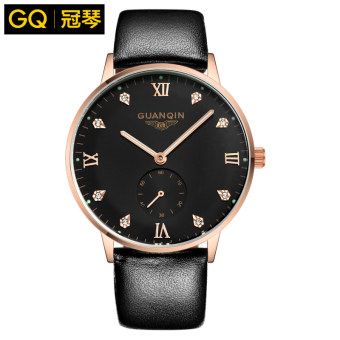 Gambar Guanqin kasual benar benar sabuk ramping tahan air jam tangan pria jam tangan