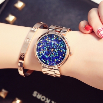 Gambar GUOU berlian baja wanita Waterproof Shi Ying rose gold menonton Watch