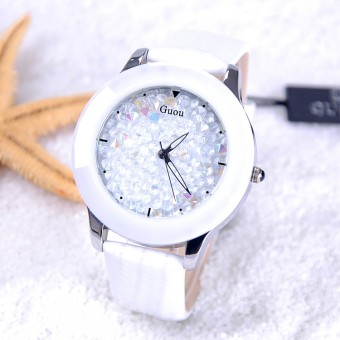 Gambar Guou berlian penuh berlian Shishang jam tangan wanita keramik jam
