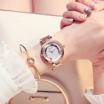 Gambar GUOU Korea Fashion Style berlian imitasi siswa style bentuk perempuan jam tangan wanita