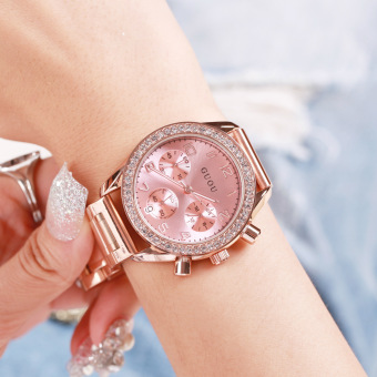 Gambar GUOU Shishang berlian imitasi sabuk baja kalender Diamond Watch