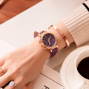 Gambar GUOU tren kalender permukaan emas jam tangan wanita