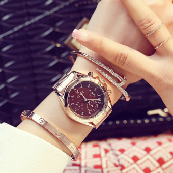 Gambar Guou tren multifungsi kalender berlian jam tangan kulit