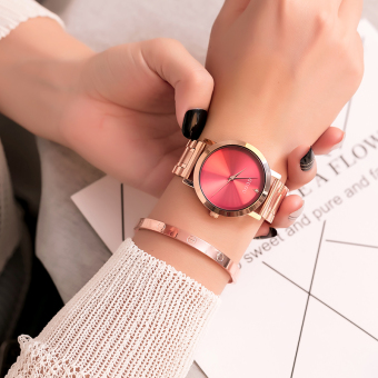 Gambar GUOU tren perempuan skala berlian jam tangan Waterproof panggil besar Watch