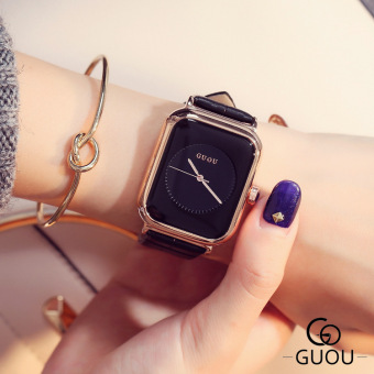 Gambar Guou tren Shi Ying panggil persegi panjang jam tangan kulit Watch